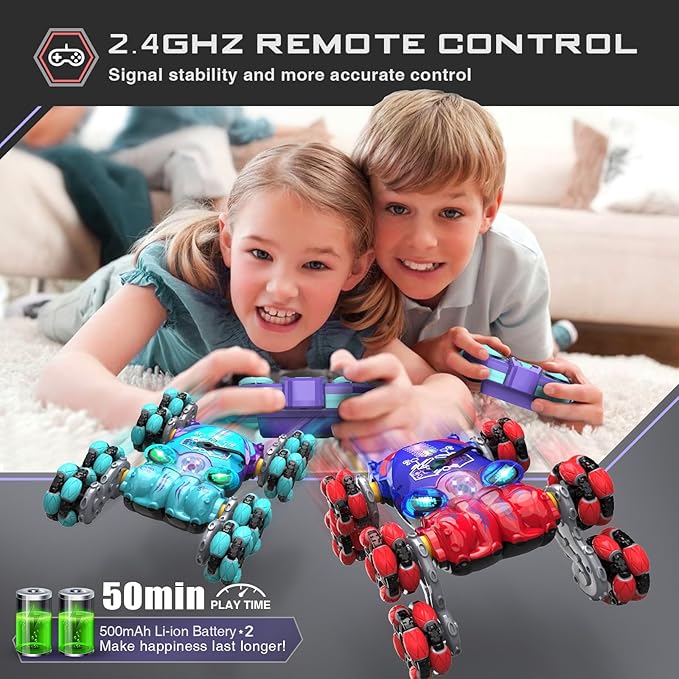 Remote Control Car, 8WD Gesture Sensing RC Car, 2.4GHz RC Stunt Cars Boys Toys with Spray & Light, Hand Controlled Toys Gift for Kids Boys Age 8 9 10 11 12 Year Old