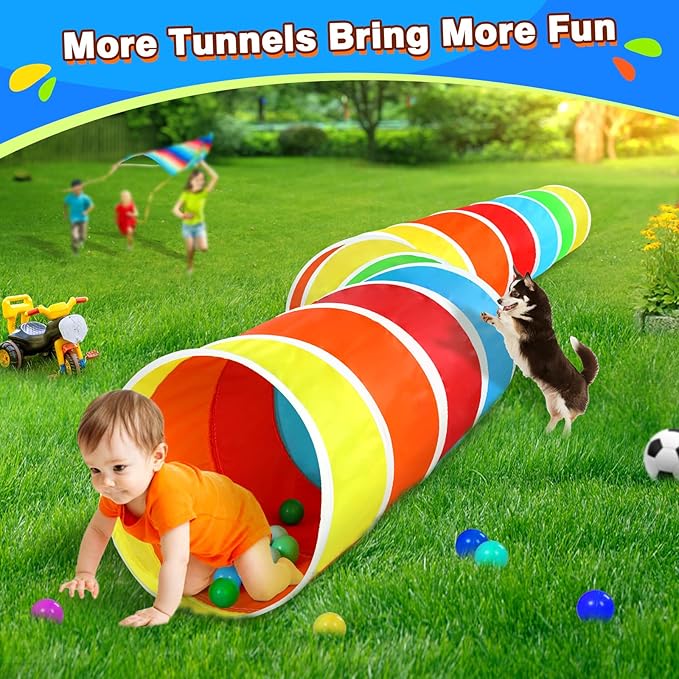 Kids Play Tunnel Tent for Toddlers, Colorful Pop Up Crawl Tunnel Toy for Baby or Pet with Breathable Mesh, Collapsible Gift for Boy and Girl Play Tunnel Indoor and Outdoor Game