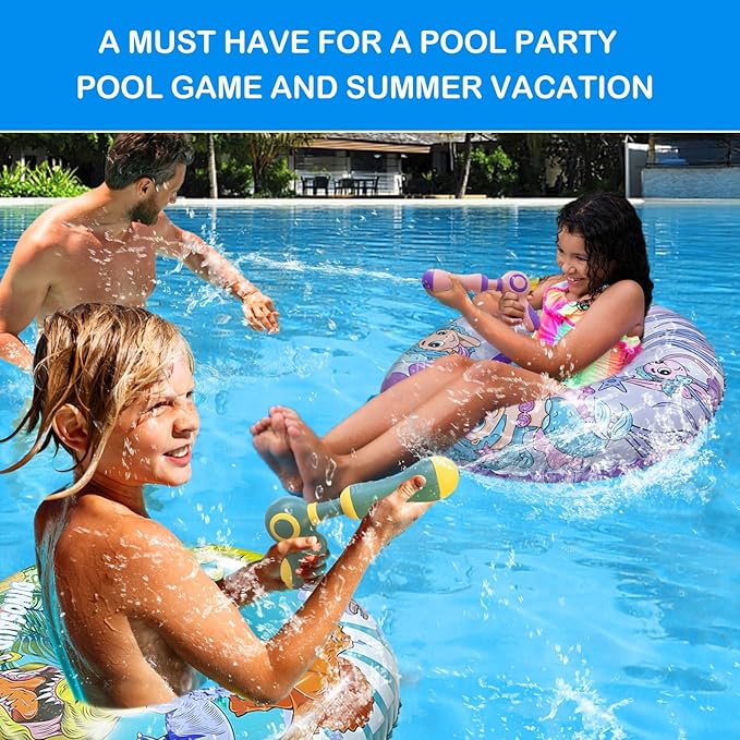Inflatable Pool Float with Water Gun, Floaties for Adults Teens and Kids, Pool Toys for Kids Ages 8-12, Beach Inner Pool Tubes for Floating, Summer Fun Pool Party Swim Ring