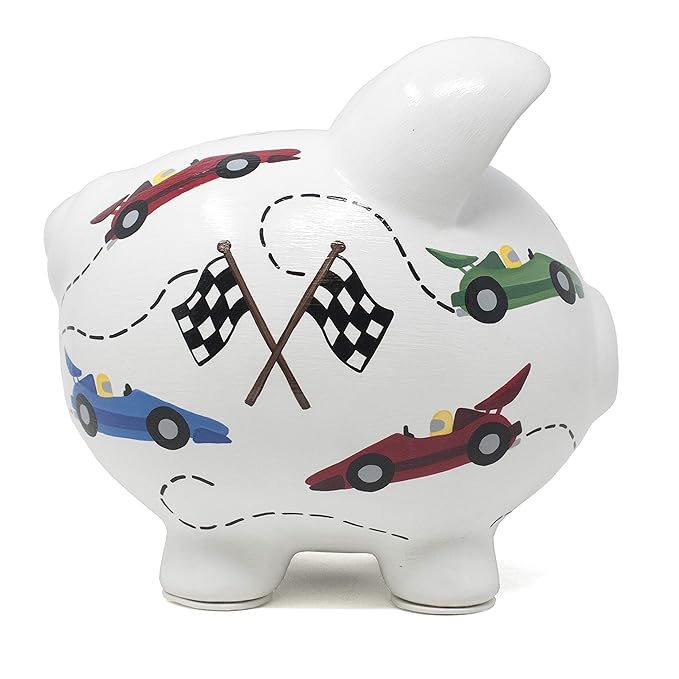 Child to Cherish Ceramic Piggy Bank for Boys, Vroom Race Car