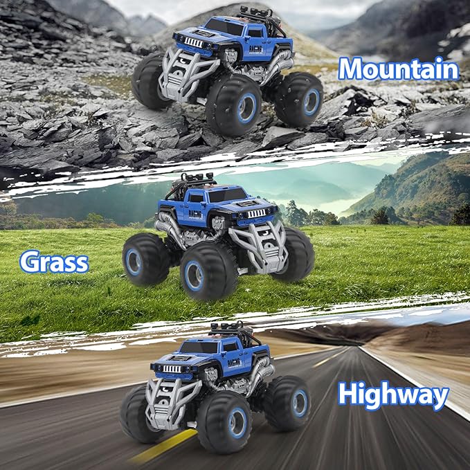 Remote Control Monster Truck 2.4GHz Remote Control Car, RC Monster Truck 2 Battery 80 Mins+,1:16 Scale Indoor Outdoor All Terrain Spray Remote Monster Trucks for Boys 4-7 8-12 and Girls