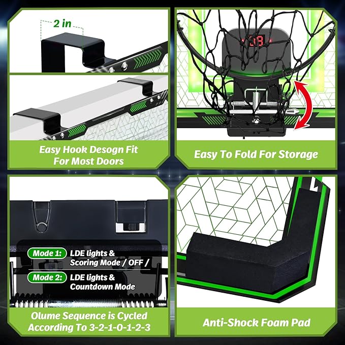 GMAOPHY Mini Basketball Hoop with Electronic Scoreboard Over The Door, Basketball Hoop Indoor for 5 6 7 8 9 10+ Year Old Boys Kids, Birthday Gift Sport Toys