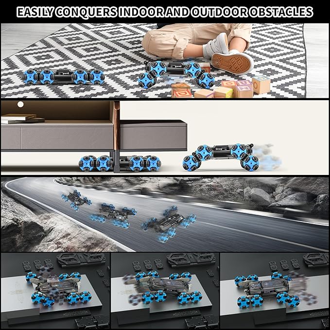 8WD Gesture Sensing Stunt RC Cars - 2.4Ghz 360° Rotation Remote Control Car with Spray, Light & Sound, Transform Drift Climbing Racing Vehicle, Birthday Toys for Ages 8-13 Boys Girls