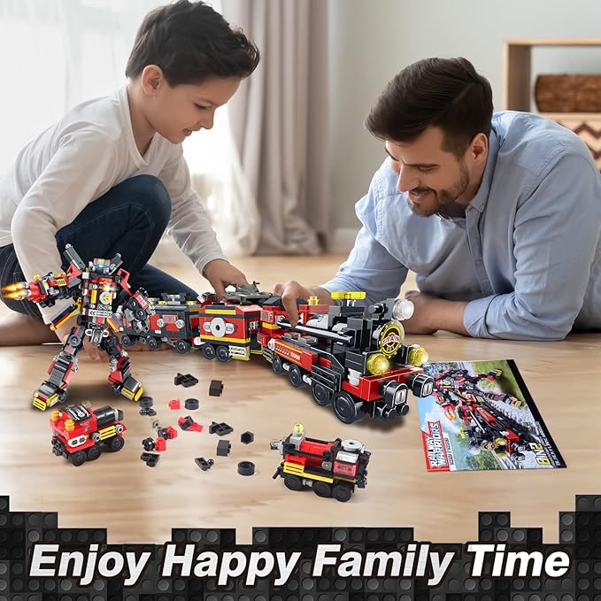 STEM Projects for Kids Age 8-14, Train Sets Construct Kits for Kids Age 9-16, 8-in-2 Building Blocks Robots Toys Gifts for Boys, 766Pcs Building Sets for Teenage Ages 10 11 12 13 14 15.