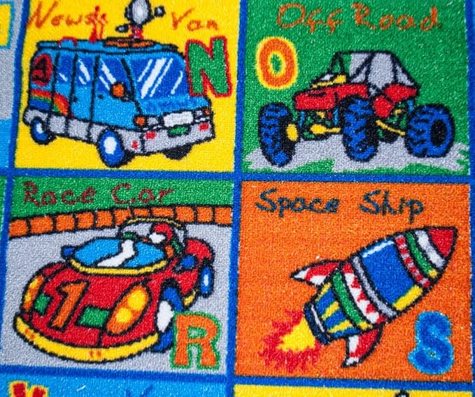 Mybecca Educational Kids Rug ABC Transportation Children Area Rug for Playroom & Nursery - Non Skid Gel Backing 39" x 58"