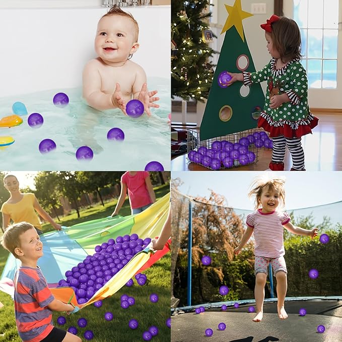 Ball Pit Balls 100 Phthalate Free BPA Free Crush Proof 2.16 Inches Plastic Balls for Ball Pit Ideal Gift for Toddlers Babies Kids Pool Water Toys Play Tent, Purple