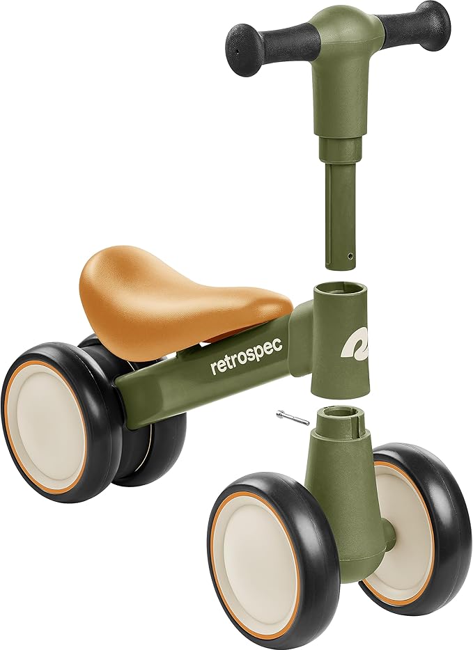 Retrospec Cricket 2 Baby Walker Balance Bike with 4 Wheels for Ages 12-24 Months - First Birthday Gift Toddler Bicycle Toy for 1 Year Old’s - Ride On Toys for Boys & Girls