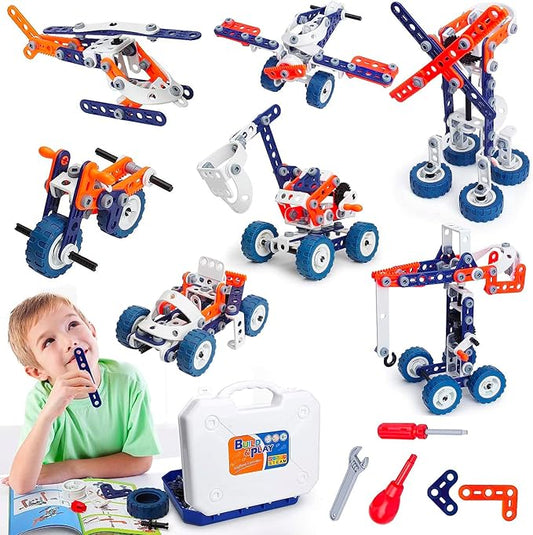 Building Toys Kits 152 Piece STEM Toys Erector Set for Boys Creative Construction Engineering Fun Educational Building Blocks Set for Boys and Girls Ages 6 7 8 9 10 11 12 Year Old, Best Toy Gift