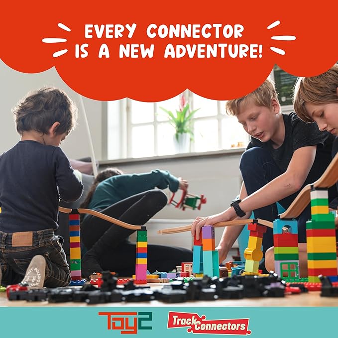 Plastic Track Connectors for Wooden Train Set - 33 Compatible Train Connectors for Duplo & Brio Train Set - Toy2 Track Connectors Spare Parts for Wooden Train Track Set - Allround Larg