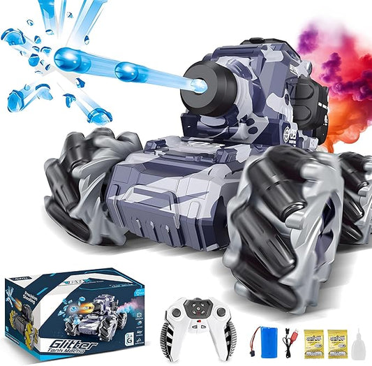 RC Tank That Shoots BBS, Water Bullet Shooting RC Stunt Car for Kids, 2.4GHz Remote Control Truck with Light Spray, 360° Rotation & Drifting, Birthday Gift for Boys, 30+ Min Playtime