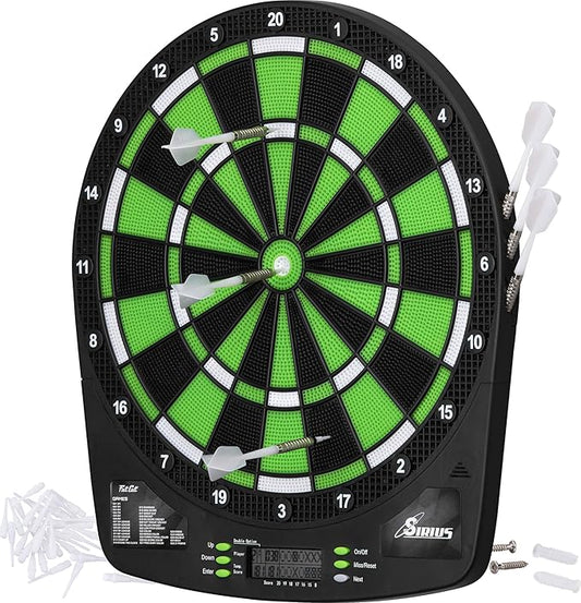 Fat Cat Sirius 13.5 Inch Compact Target Electronic Dartboard, Black and Green