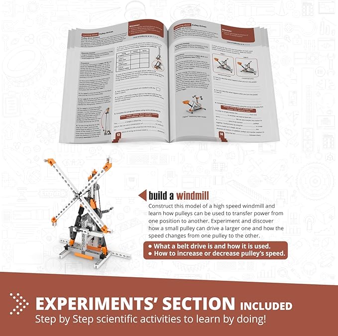 Engino STEM Toys, Pulley Drives Construction Toys for Kids 9+, Educational Playset, Gift for Boys & Girls (8 Model Options), STEM Building Kits