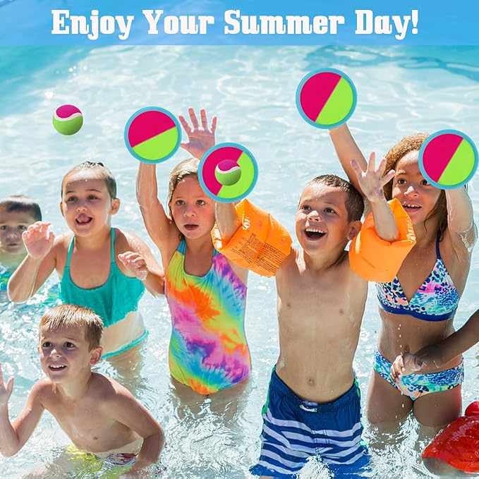 Outdoor Games for Kids - Toss and Catch Ball Set with 4 Paddles, 4 Balls, and 1 Storage Bag, Yard Games for Boys and Girls, Ages 4-8