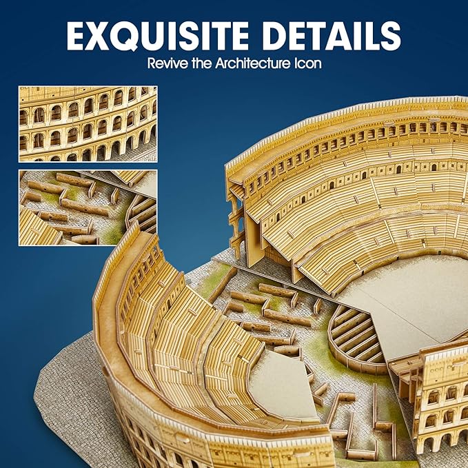CubicFun 3D Puzzle - Puzzles for Kids Ages 8-10 - National Geographic Italy Rome Colosseum Birthday Toys for Girls & Boys - Art STEM Projects for Kids Ages 8-12 - Classroom Decorations, 131 Pieces