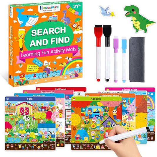 Search and Find Books for Kids, Reusable Art and Craft Supplies for Toddlers - Preschool Learning Activity, Gifts for Girls & Boys, Educational Game Learning Toys for 3, 4, 5, 6 Year Old