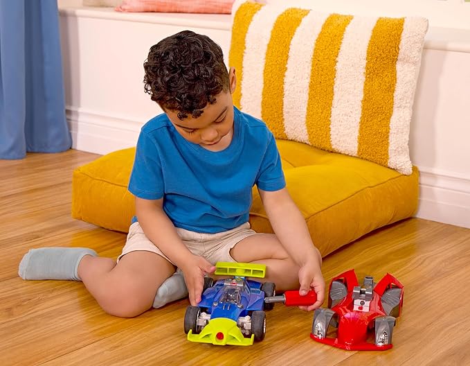 Driven by Battat – 19 Pcs Take-Apart Car Toy with Construction Tool – Remote Control Race Car – Customizable Car Body – Lighting Fast R/C Car with Lights & Sounds – STEM Toy for Age 3+