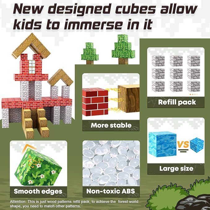 Magnetic Blocks-Build Mine Magnet World Rock Edition, Magnetic Toys for Boys & Girls Age 3-4 4-5 6-8, STEM Montessori Sensory Toys for Toddlers Gifts for 3+ Years Old Girls Boys