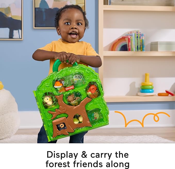 Fisher-Price Little People Toddler Toy Forest Friends Carry Case Playset with Animal Figures for Pretend Play Kids Ages 1+ Years