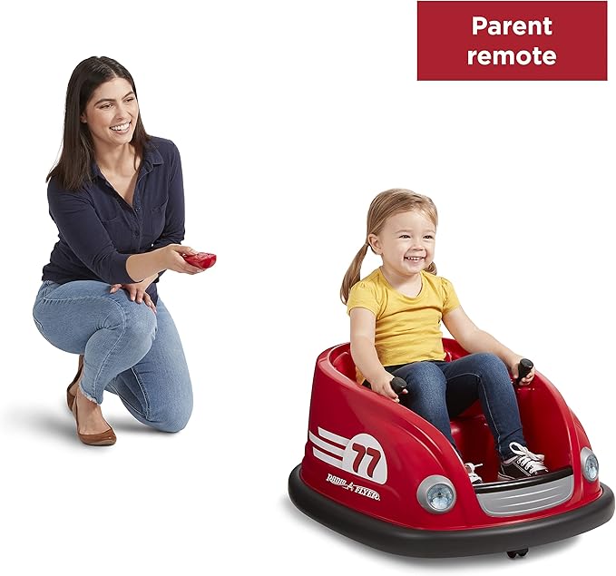 Radio Flyer 6V Battery Powered Bumper Car, Electric Ride On with Remote, Toddler Ride On Toy for Ages 1.5+ Years