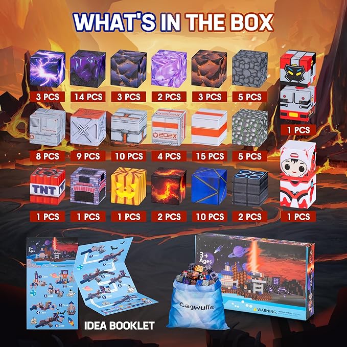 Magnetic Blocks-100pcs Mine Magnet 3D Craft World Set,Magnetic Blocks Le Building go Toys for Kids,STEM Sensory Toys for Toddlers Birthday Gifts,Constructions Toys for Boys & Girls Age 3+