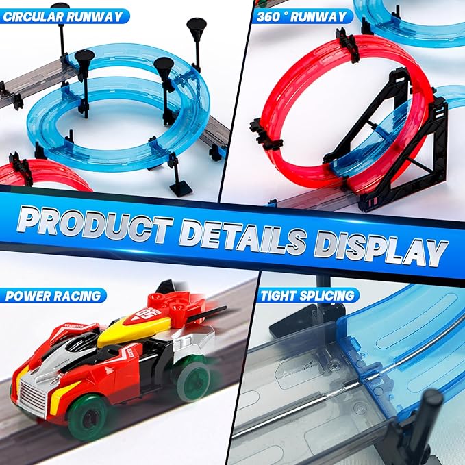 Remote Control Rail car Magnetic DIY Versatile Assembly Slot Cars Children's Competitive Race Track Toys STEM Parent-Child Boys and Girls Gifts (Upgraded Bicycle Version)