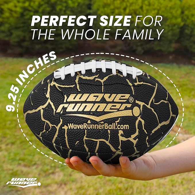Wave Runner Grip It Waterproof Junior Size Football, 9.25 Size, Durable & Double Laced, Perfect for Beach Accessories, Kids Games, Pool Toys, Outdoor Games, All-Weather Indoor & Outdoor Play