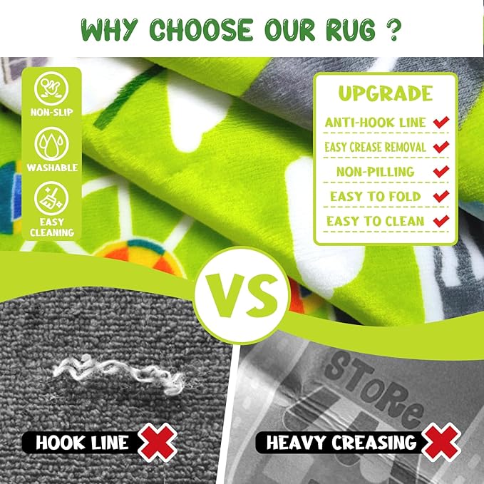 Kids Carpet Car Rug Play Mat, Road Rug, ABC Rugs Play Learn and Safely Extra Large Thickand Non-Slip, Car Carpet for Kids Playroom, Kids Bedroom (2.6x4ft)