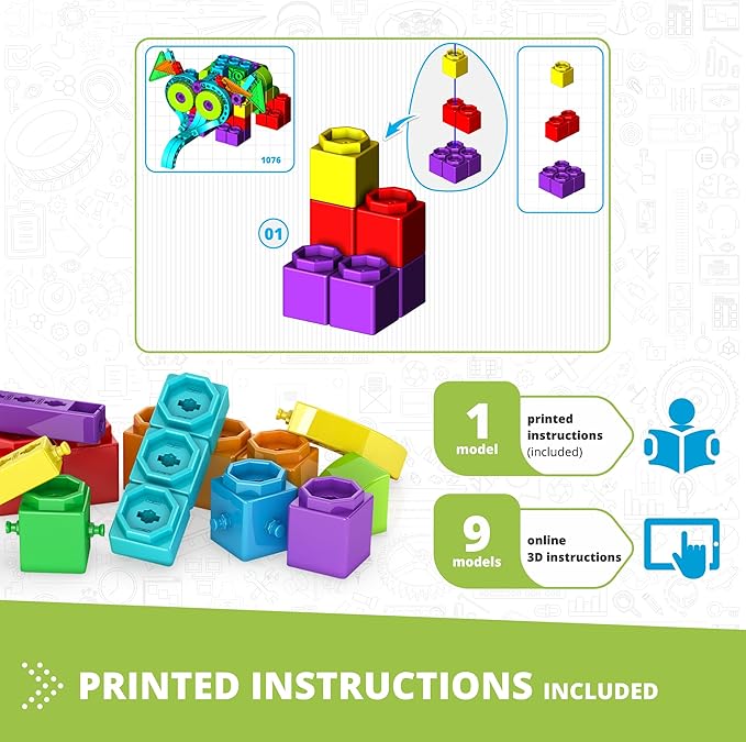 Engino: Qboidz Elephant - 10 Model Brick Building Set, Toy Construction, Coloring & Math Activities, Stack & Click Assembly, STEM Play-Learn, Kids 4+