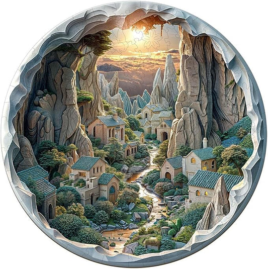 Wooden Puzzles for Adults, Wooden Jigsaw Puzzles for Adults Kids, 3D Vision Inside The Cave-2 Unique Shaped Wood Puzzles Adult, Creative Birthday Gifts for Friends Family Game (13.4 * 13.4in 300pcs)