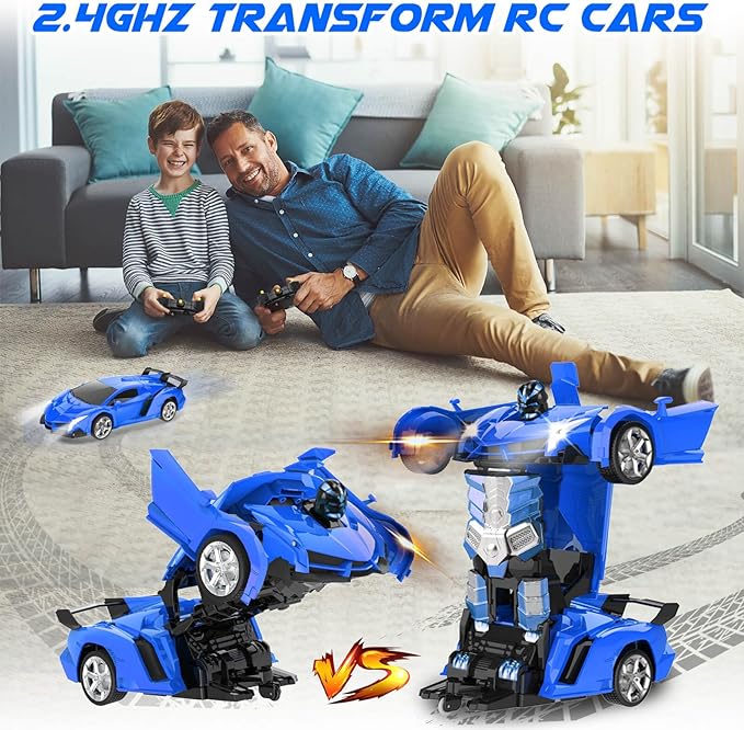 Remote Control Car Toys - Transforming RC Cars for Kids, Transform Toys Car Robot, Gift Kids Toys for 3 4 5 6 7 8 10 12 Years Old Boy, Blue
