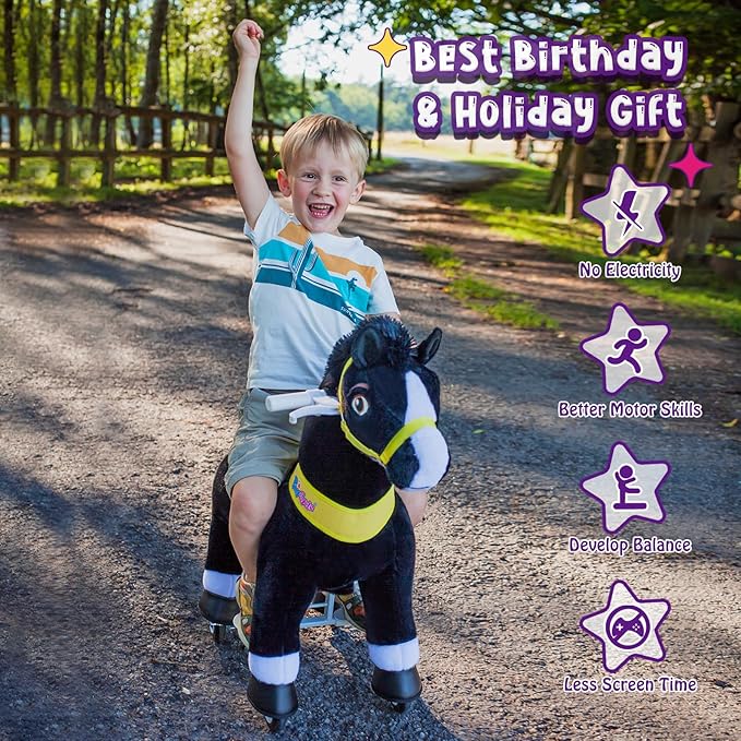 PonyCycle Pony Cycle 4-7 Ride on Pony Toy Spring Rocking Horse Riding Toy Essential Model E (35.4" Height/Size 4) Horse Rider Ride on Toys Bouncy Animals Toddlers Spirit Riding Horse Black E438