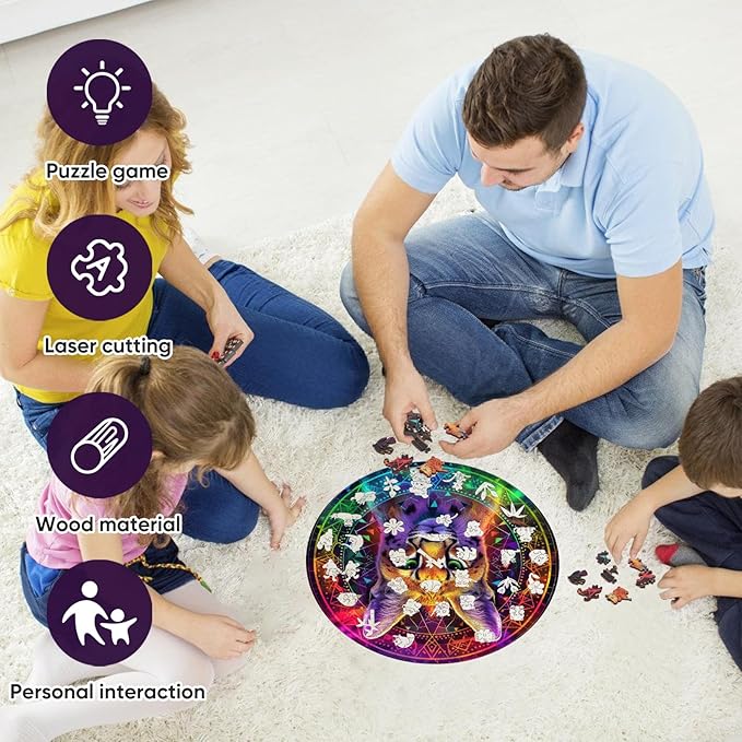 Wooden Jigsaw Puzzles-Leopard, 200pcs,11.3x11.3in,Medium，Wooden Puzzles for Adults,Unique Shape Animal Adult Puzzles,Irregular Wood Puzzles Best Gift for Adults and Kids Family Game