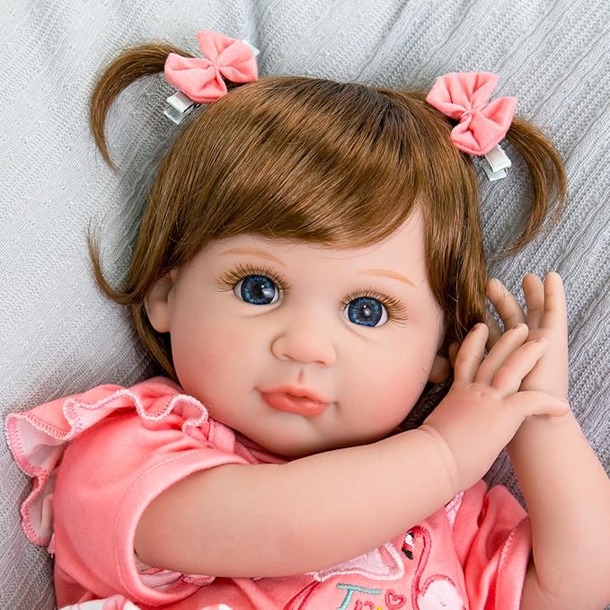 Aori Realistic Reborn Baby Doll Girls - 22 inch Real Life Newborn Baby Dolls, Adorable Lifelike Babies, Weighted Reborn Toddler Gifts Set for Kids Grandma