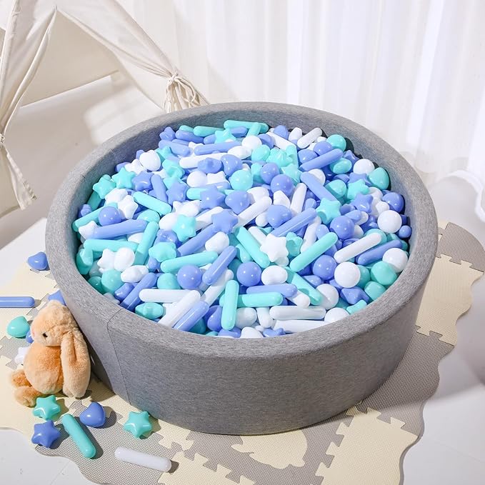 STARBOLO Ball Pit Balls for Toddlers - Macaron Ball Pit Balls Crush Proof Plastic Toy Balls for Toddlers Ball Pits, Ball Pit Play Tent, Baby Pool Water Toys,100pcs(Blue,Green,White)