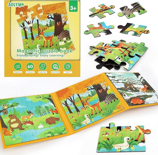 Puzzles for Kids Ages 3-5 Girls 60 Pieces Travel Puzzles for Kids Age 4-6 Animal Airplane Car Road Trip Activities Games Toys 3 4 5 6 7 8 Years Old Girls and Boys Gift