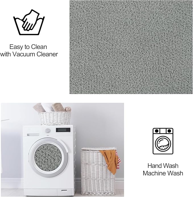 FlyDOIT Area Rugs for Bedroom Living Room, 7x10 Grey Super Soft Comfy Thickened Memory-Foam Indoor Carpets, Modern Aesthetic Minimalist Carpet for Boys Girls Adults Apartment Nursery Home Décor