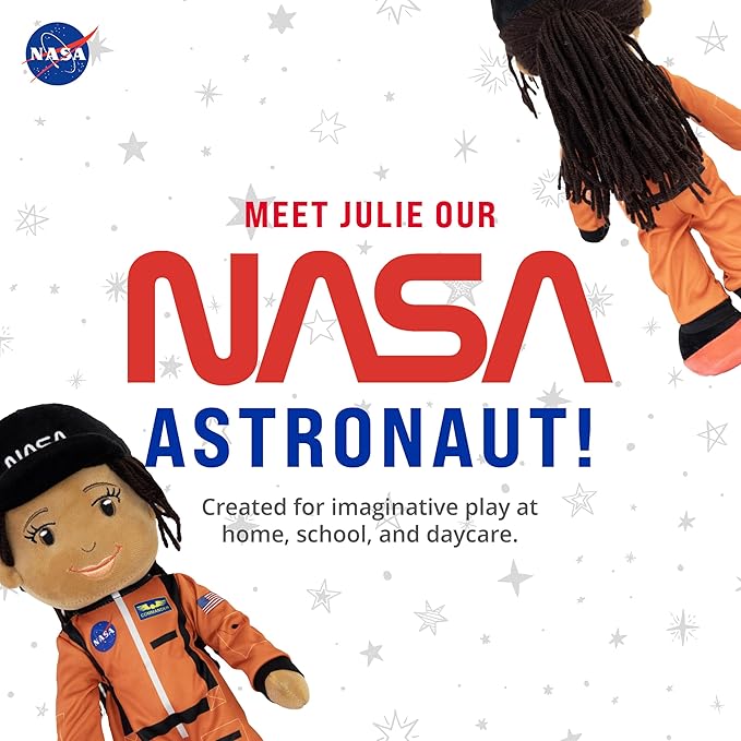 Playtime by Eimmie - 14” Julie NASA Doll - Soft Baby Doll - Plush Rag Dolls for 2 Year Old Girls & Boys, Toddler & Infants - Astronaut Plush Washable Doll - Astronaut Plush Toy - Astronaut Doll