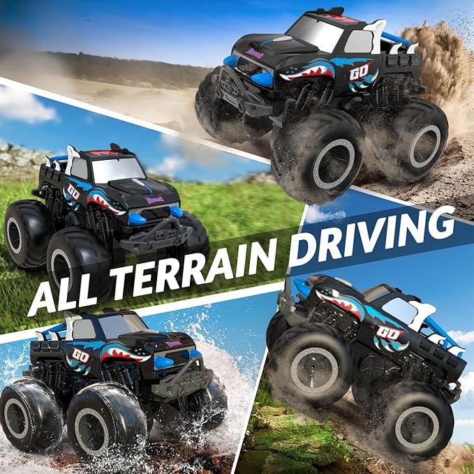 STEMTRON Amphibious Remote Control Car 2.4 1:20 GHz All Terrain Off-Road RC Car Pool Toys Remote Control Boat Gifts for Kids Boys Blue