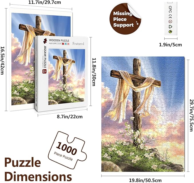 Christian Puzzles for Adults 1000 Pieces - He is Risen - Wooden Religious Jesus Puzzles Christian Gifts for Women Men Kids