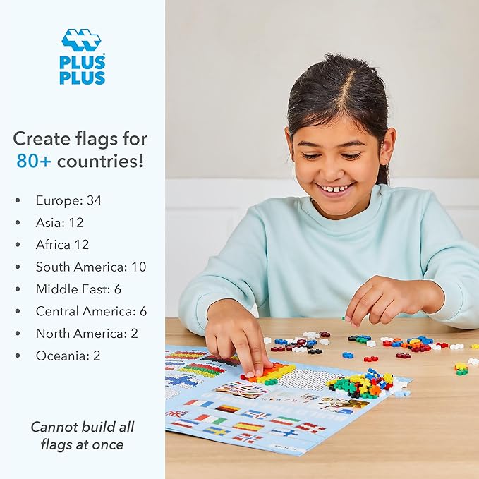 PLUS PLUS - Learn to Build - Flags of The World - 500 Pieces, Construction Building Stem/Steam Toy, Interlocking Mini Puzzle Blocks for Kids