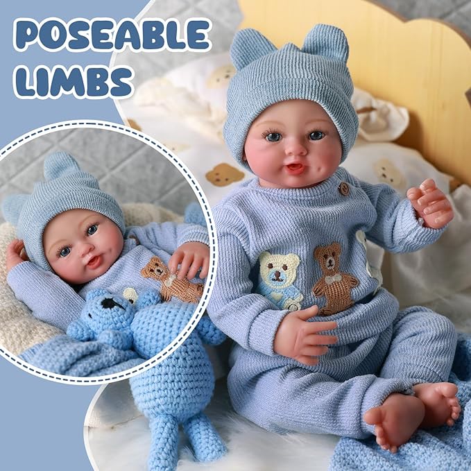 BABESIDE Realistic Reborn Baby Dolls Boy - Ailsa 17 Inch Lifelike Newborn Baby Doll Handmade Real Life Baby Dolls Reborn Toddler with Soft Cloth Body Gift Toys for Kids Age 3 +