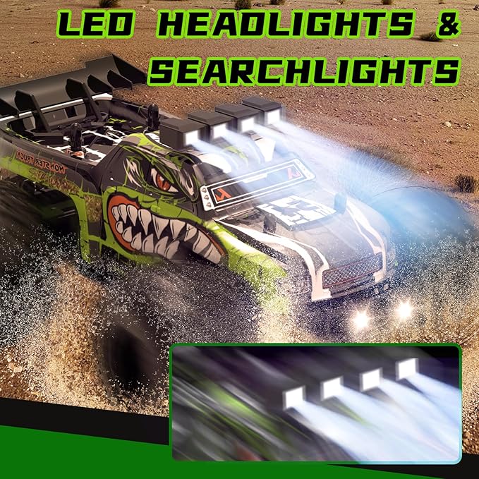 Remote Control Car,RC Cars Toy,High Speed 20 KM/H RC Truck Off-Road with 2 Headlights and 2 Rechargeable Battery,Dinosaur Toys Gift for Adult Boys 8-12