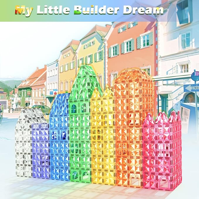 Magnetic Tiles Kids Toys STEM Sensory Toy Magnetic Building Blocks Toys for Toddlers Boys & Girls Ages 3 4 5 6 7 8+ Birthday Girls Gifts