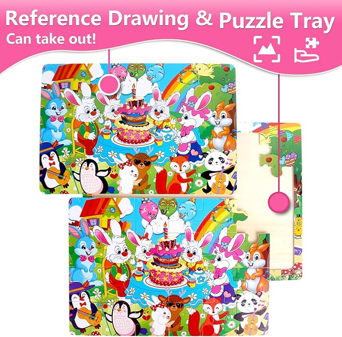 Jigsaw Puzzles for Kids Ages 2-4 Wooden Realistic Montessori Toddler Puzzles Ages 3-5 - Princess Learning Games for Boys and Girls 4-8 Year Olds 4 Packs 24 Pcs