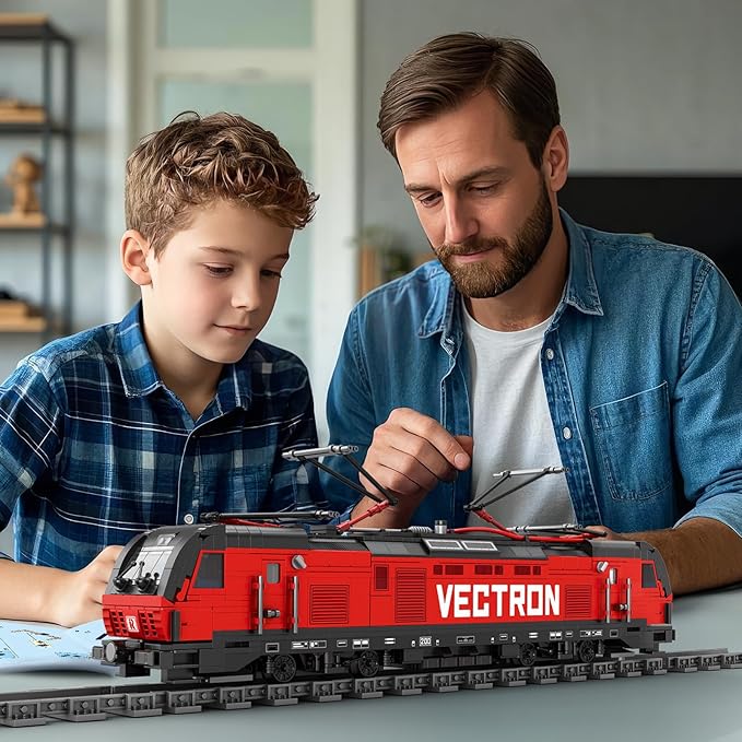 Train Building Block Kit with Base,MOC City Train Sets,Classic Vectron Electric Truck 66019,Model for Adult Car Lovers,Gift Ideas for Girls Boys Home Décor,1757 PCS