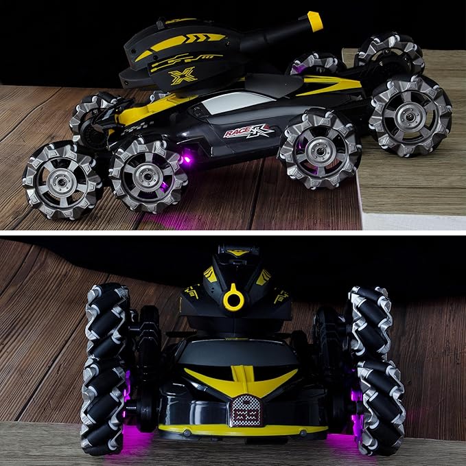 Rc Tank That Shoots 8WD Remote Control Water Bomb Car,8WD Remote Control Car,2.4GHz Gesture Sensing,Remote ControlStunt Truck,360°Rotating,8 9 10 11 12 Year Old Birthday Gifts ﻿