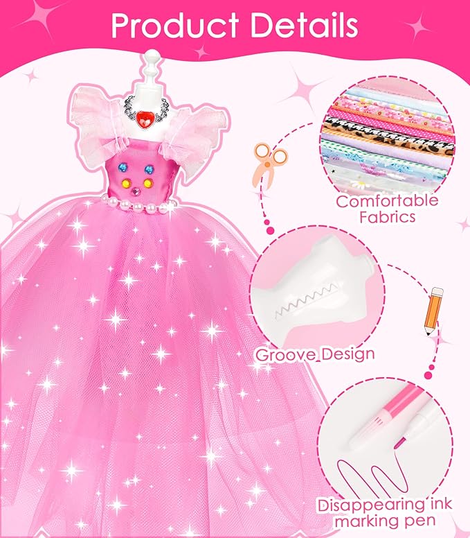 YEETIN 800+ PCS Fashion Designer Kit for Girls – DIY Sewing & Arts Craft Kit with 5 Mannequins, Doll Clothes Making Set, Learn to Sew, Creative Gift for Girls Ages 6-12
