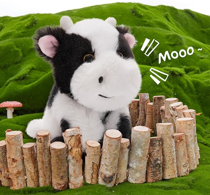 MorisMos 5Pcs Cow Plush Stuffed Animals, 16inch Mom Cow with 4 Babies, Realistic Stuffed Cows Plushies Toy for Kids, Boys, Girls