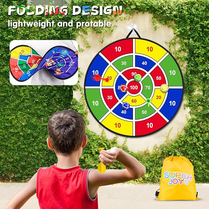 Toy Sports Dart Games, 22pcs Kids Double Sided Dart Board, Indoor Outdoor Party Games Toys Gifts for 5 6 7 8 9 Year Old Boys Girls & Adult