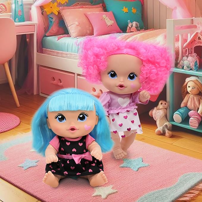 Cuddle Kids: 11" Yummy Hearts Dolls - 2 Pack Hard Body Dolls, Brush Their Blue & Pink Hair w/The Included Combs, New Adentures, Toddler & Kids Age 2+
